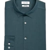 Calvin Klein Refined Cotton Stretch Supima Slim Fit Hidden Button-Down Collar Dress Shirt, Aquamarine