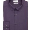 Calvin Klein Refined Cotton Stretch Supima Slim Fit Hidden Button-Down Collar Dress Shirt, Purple