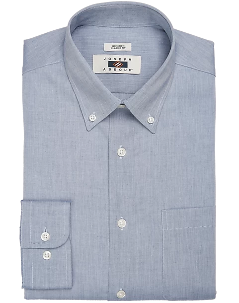Joseph Abboud Classic Fit Button-Down Collar Shirt, Light Blue Chambray