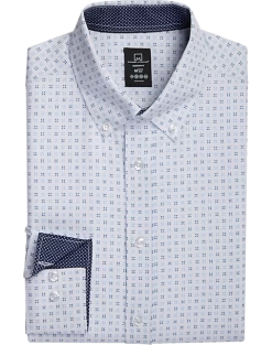 Michael Strahan Four-Way Stretch Modern Fit Dress Shirt, White Dot