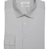 Calvin Klein Refined Cotton Stretch Supima Slim Fit Dress Shirt, Gray