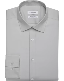 Calvin Klein Refined Cotton Stretch Supima Slim Fit Dress Shirt, Gray