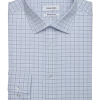 Calvin Klein Refined Cotton Stretch Supima Slim Fit Dress Shirt, Blue Plaid
