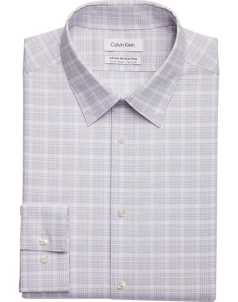 Calvin Klein Infinite Wrinkle Free Slim Fit Stretch Collar Dress Shirt, Iris Plaid