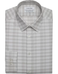 Calvin Klein Infinite Wrinkle Free Slim Fit Stretch Collar Dress Shirt, Taupe Plaid