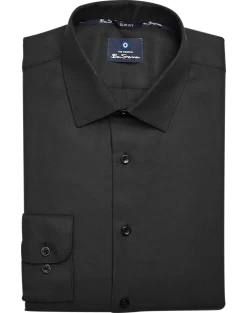 Ben Sherman Slim Fit Dobby Dress Shirt, Black Basketweave