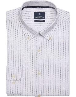 Ben Sherman Slim Fit Button-Down Collar Dress Shirt, Red And Blue Geo
