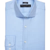 Pronto Uomo Classic Fit Spread Collar Dress Shirt, Blue Herringbone