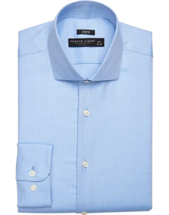 Pronto Uomo Classic Fit Spread Collar Dress Shirt, Blue Herringbone