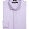 Pronto Uomo Slim Fit Spread Collar Dress Shirt, Lavender Herringbone