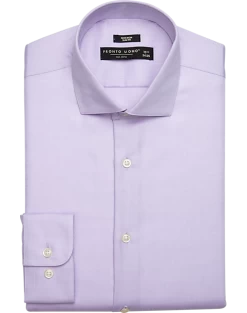 Pronto Uomo Slim Fit Spread Collar Dress Shirt, Lavender Herringbone
