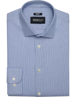 Awearness Kenneth Cole Slim Fit Spread Collar Dress Shirt, Blue Check