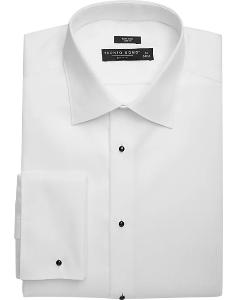 Pronto Uomo Slim Fit French Cuff Tuxedo Formal Shirt, White