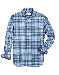 Joseph Abboud Modern Fit Spread Collar Sport Shirt, Blue Plaid