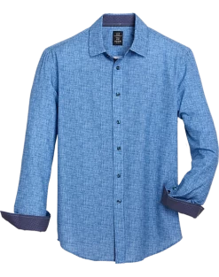 Michael Strahan Modern Fit Sport Shirt, Navy Painted Gingham