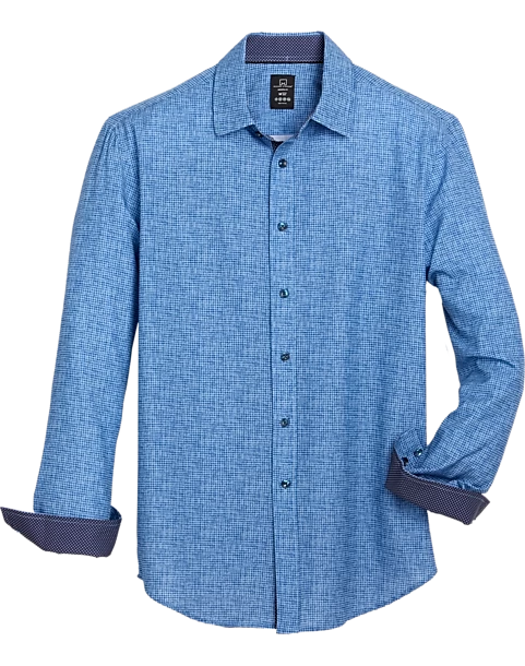 Michael Strahan Modern Fit Sport Shirt, Navy Painted Gingham