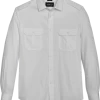 Awearness Kenneth Cole Slim Fit Twill Military Sport Shirt, White