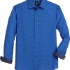Michael Strahan Slim Fit Sport Shirt, Navy Swirl Dot