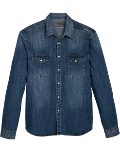 Paisley & Gray Slim Fit Western Shirt, Medium Denim