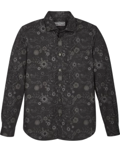 Paisley & Gray Slim Fit Spread Collar Sport Shirt, Black Floral