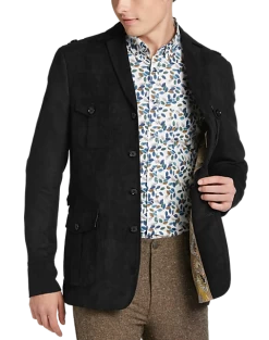 Paisley & Gray Slim Fit Military Coat, Black