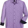 Michael Strahan Modern Fit Hidden Button-Down Collar Sport Shirt, Purple Gingham