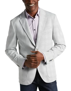 Michael Strahan Modern Fit Knit Soft Jacket, Silver Glen Plaid