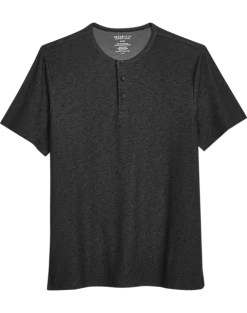 Awearness Kenneth Cole Modern Fit Short Sleeve Henley, Black