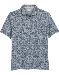 Joseph Abboud Modern Fit Short Sleeve Polo Shirt, Gray & Blue Floral