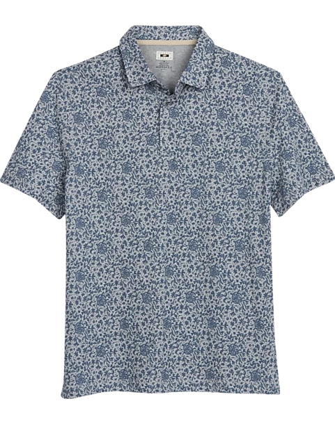 Joseph Abboud Modern Fit Short Sleeve Polo Shirt, Gray & Blue Floral