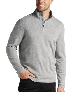 Joseph Abboud Modern Fit Textured Knit 1/4 Zip Sweater, Gray