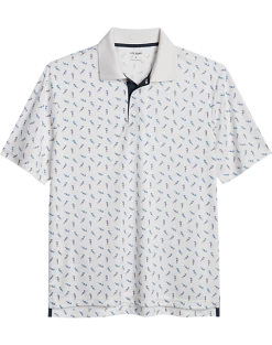 Haggar Modern Fit LIFE KHAKI™ Short Sleeve Polo, White Seahorse Pattern