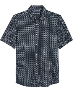 Haggar Modern Fit Short Sleeve Pique Sport Shirt, Dark Blue