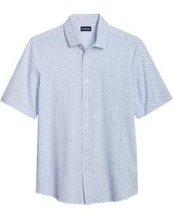 Haggar Modern Fit Short Sleeve Pique Sport Shirt, Light Blue