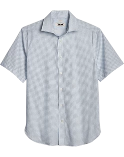 Joseph Abboud Modern Fit Short Sleeve Sport Shirt, Teal Micro Paisley