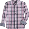Michael Strahan Four-Way Stretch Modern Fit Button-Down Collar Sport Shirt, Pink & Gray Plaid