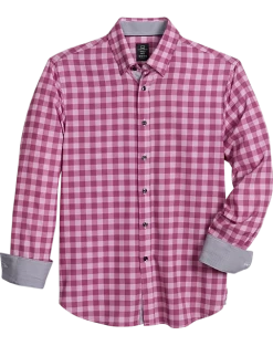 Michael Strahan Modern Fit Sport Shirt Rose Plaid