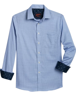 Egara Slim Fit Sport Shirt, Blue Woven Check