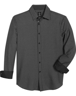 Michael Strahan Modern Fit 4-Way Stretch Sport Shirt Black Geo Starfish