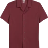 Joseph Abboud Modern Fit Short Sleeve Camp Shirt, Brick Red