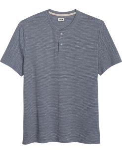 Joseph Abboud Modern Fit Short Sleeve Henley, Slate Stripe