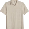 Joseph Abboud Modern Fit Short Sleeve Polo Shirt, Oatmeal Herringbone