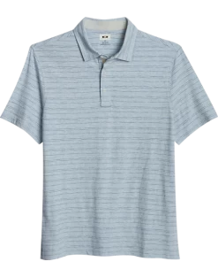 Joseph Abboud Modern Fit Short Sleeve Polo Shirt, Light Blue Stripe
