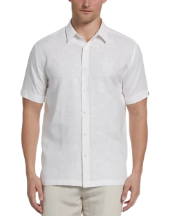 Cubavera Modern Fit Tonal Embroidered Shirt, White