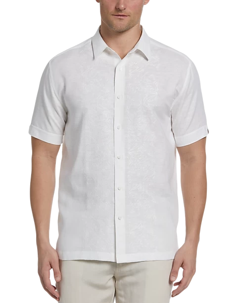 Cubavera Modern Fit Tonal Embroidered Shirt, White