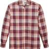 Joseph Abboud Modern Fit Sport Shirt, Burgundy Madras Plaid