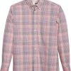 Joseph Abboud Modern Fit Sport Shirt, Burgundy Plaid