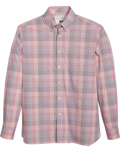 Joseph Abboud Modern Fit Sport Shirt, Burgundy Plaid