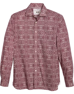Joseph Abboud Modern Fit Sport Shirt, Burgundy Brocade
