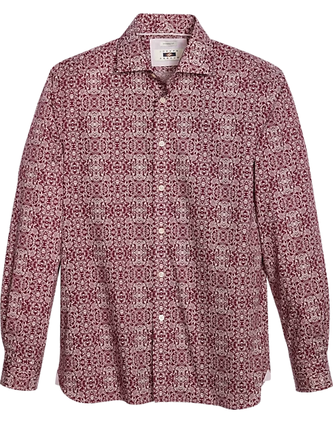 Joseph Abboud Modern Fit Sport Shirt, Burgundy Brocade